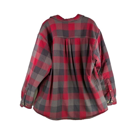 Red Head Mens Sherpa Lined Flannel Shirt Jacket XL Red Gray Check - Picture 7 of 12